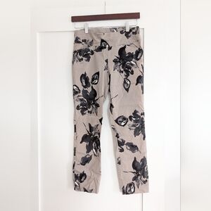 Floral Print Pants in Black and Gray